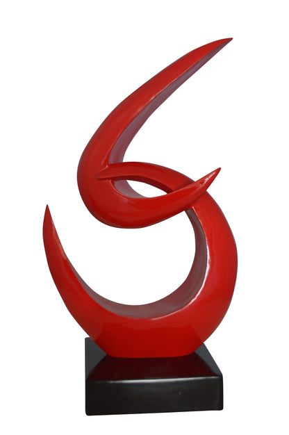 Modern Art Red Boomerang Statue made of Resin -  Size: 13"L x 8"W x 23"H.