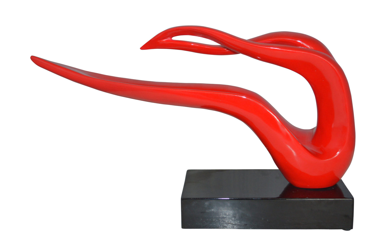 Modern Art Red Ribbon Resin Statue -  Size: 25"L x 6"W x 13"H.