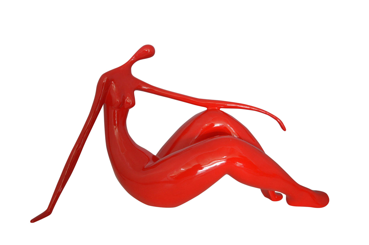 Modern Art Red Women on the Beach Resin Statue -  Size: 27"L x 8"W x 15"H.