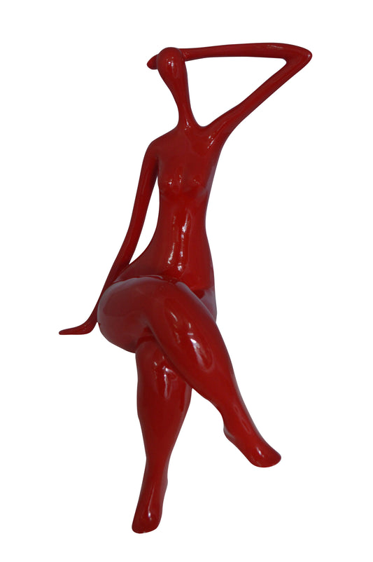 Modern Art Sitting on Edge Girl Made of Resin -  Size: 9"L x 7"W x 16"H.