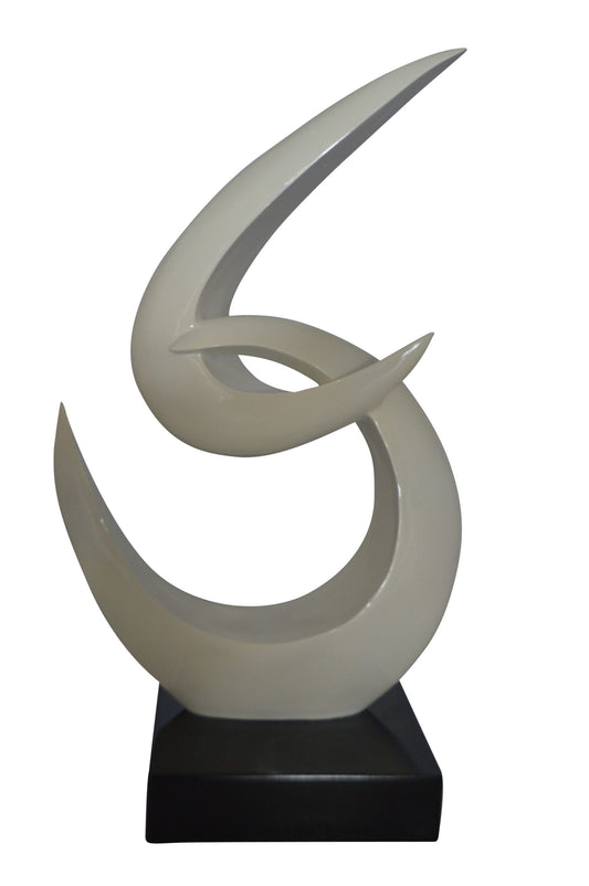Modern Art White Boomerang Statue made of Resin -  Size: 13"L x 8"W x 23"H.