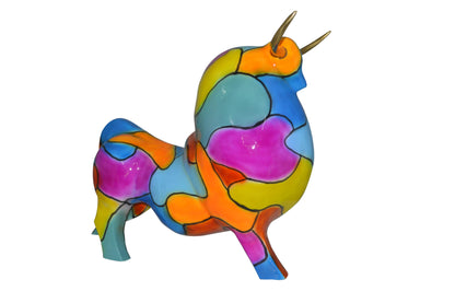 Modern Bull Bronze Statue -  Size: 26"L x 12"W x 23"H.