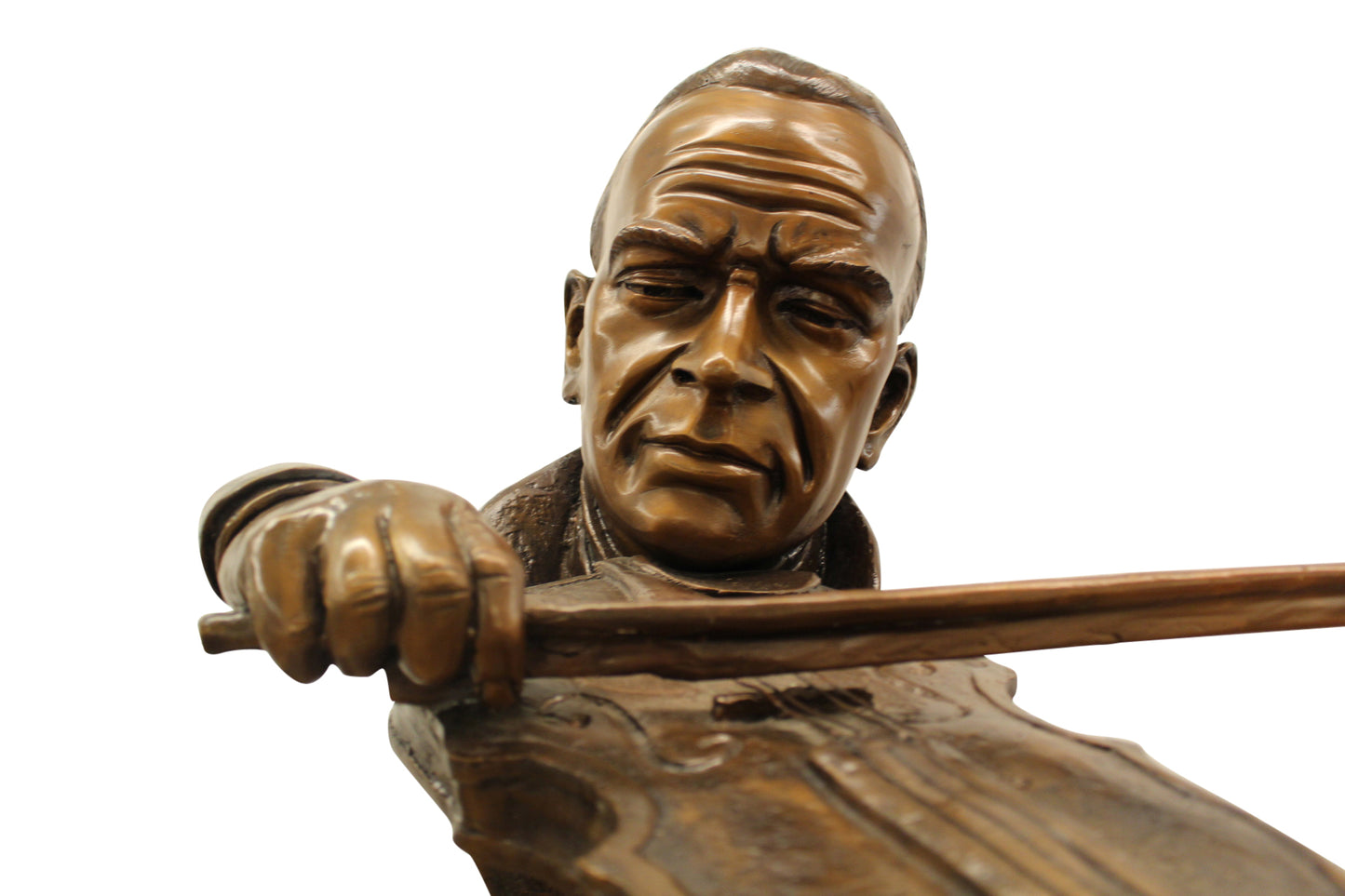 Musicista by Arnadia, Bust of Violin Musician Bronze Statue - 27"x 16"x 32"H. 