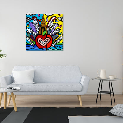 New York, Acrylic Painting, Stretched Canvas, Wall Art by Jozza 40" x 40" x 1"