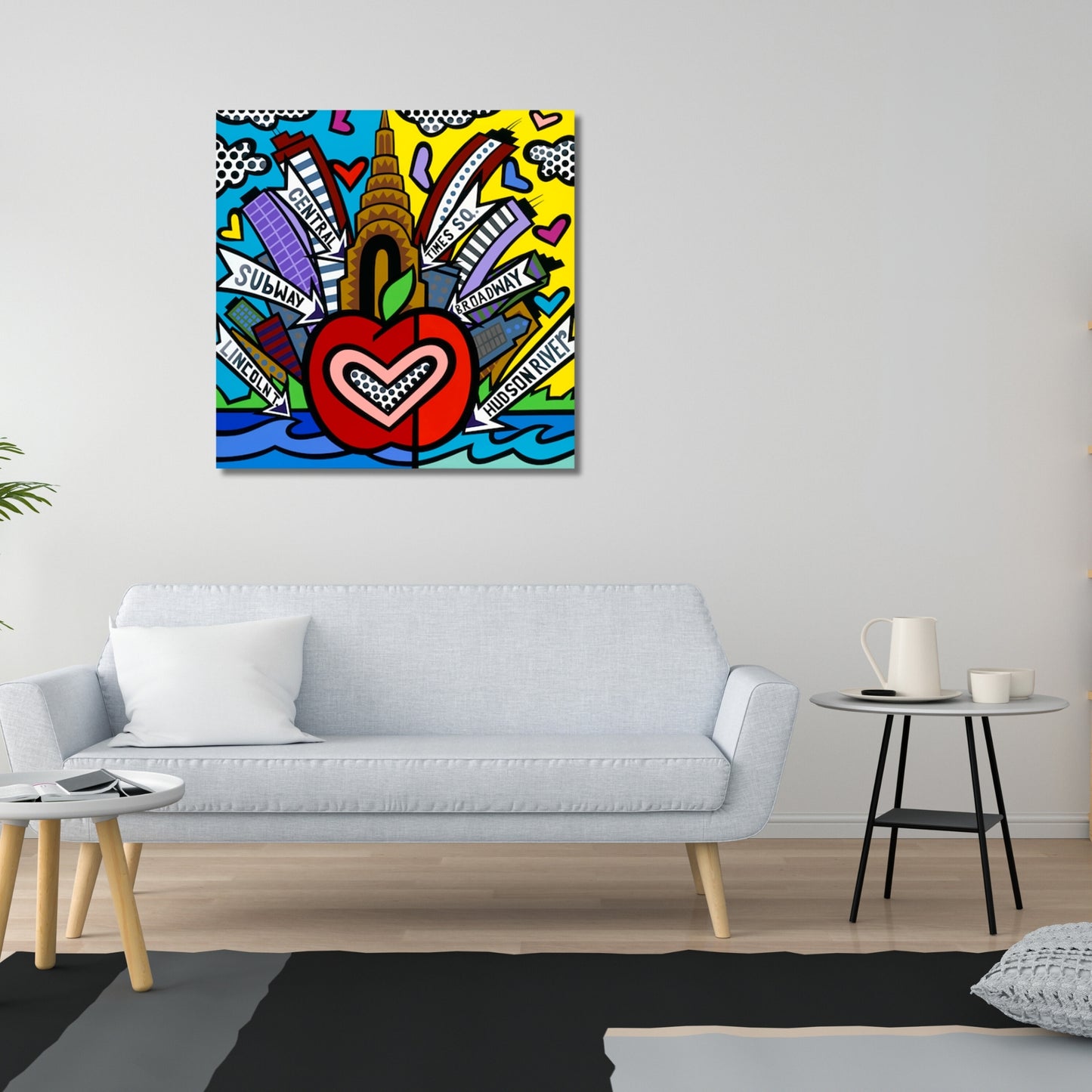 New York, Acrylic Painting, Stretched Canvas, Wall Art by Jozza 48" x 48" x 1"