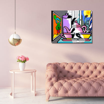 New York Backyard, Acrylic Painting, Stretched Canvas, Art by Jozza 32" x 28"
