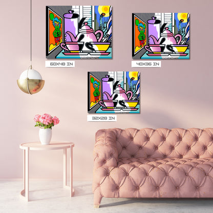 New York Backyard, Acrylic Painting, Stretched Canvas, Art by Jozza 32" x 28"