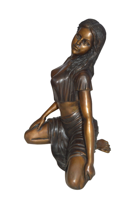 Nude girl Bronze Statue -  Size: 8"L x 11"W x 14"H. 