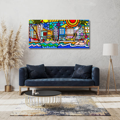 Ocean Drive, Acrylic Painting, Stretched Canvas, Wall Art by Jozza 70" x 32"