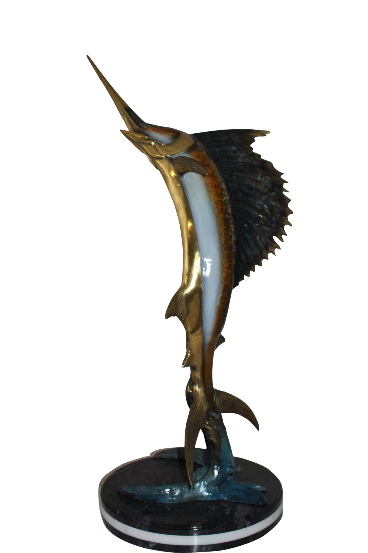 One Sailfish Bronze Statue -  Size: 18"L x 18"W x 43"H. 