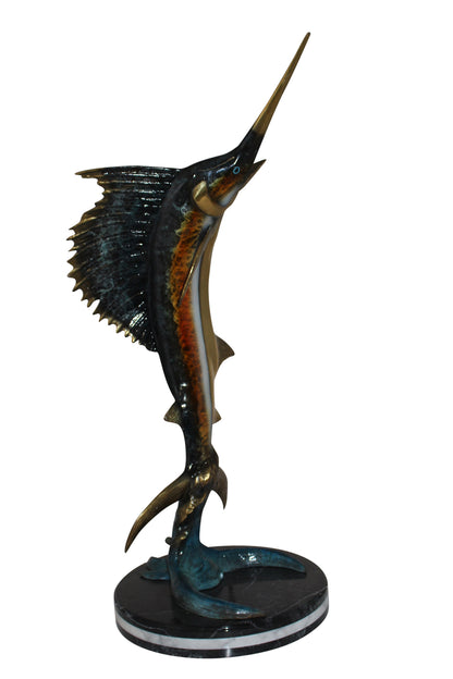 One Sailfish Bronze Statue -  Size: 18"L x 18"W x 43"H. 