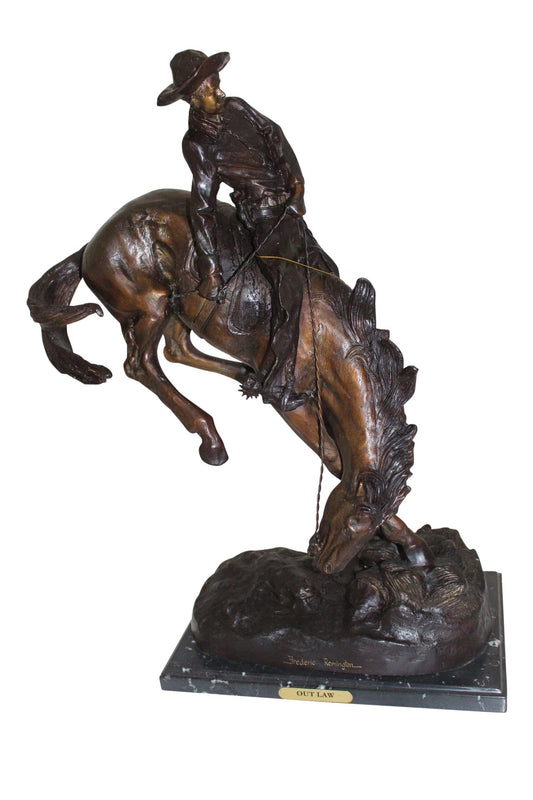 Outlaw Remington Bronze Statue -  Size: 19"L x 10"W x 26"H. 