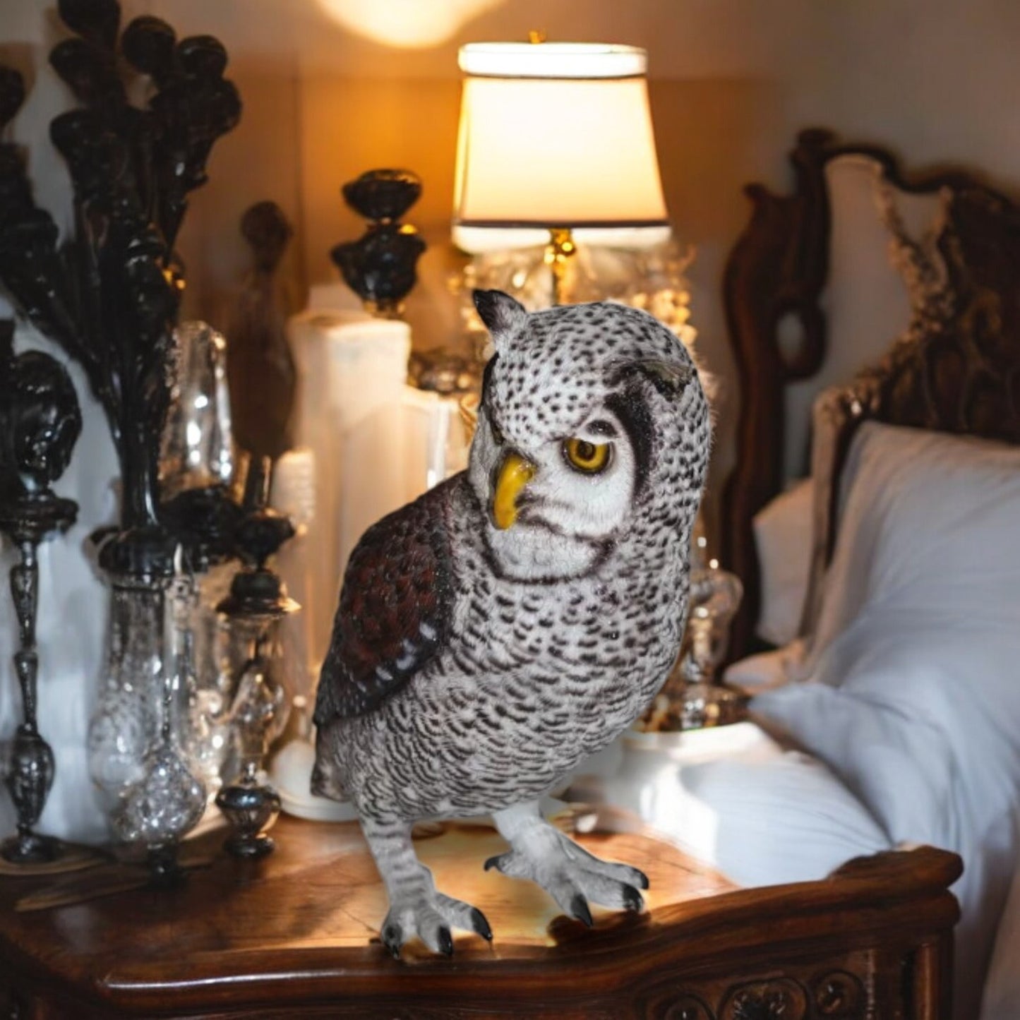 Owl Bronze Statue -  Size: 12"L x 6"W x 12"H.