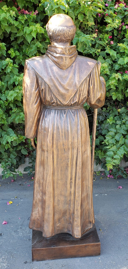 St. Serra Bronze Statue Brown Patina -  Size: 22"L x 19"W x 62"H.