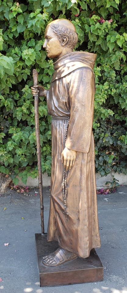 St. Serra Bronze Statue Brown Patina -  Size: 22"L x 19"W x 62"H.
