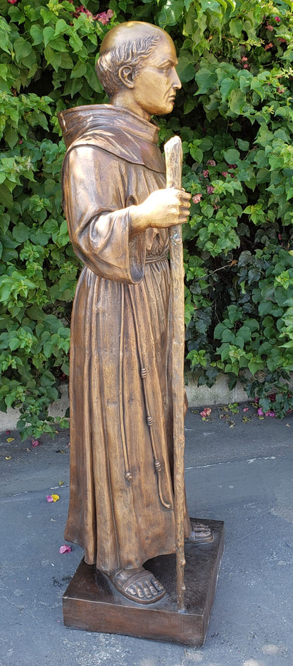 St. Serra Bronze Statue Brown Patina -  Size: 22"L x 19"W x 62"H.