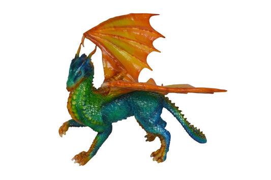 Painted Dragon Bronze Statue -  Size: 16"L x 15"W x 12"H.