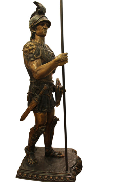 Pair of Roman Warrior lamps Bronze Statues -  Size: 33"L x 24"W x 96"H. 