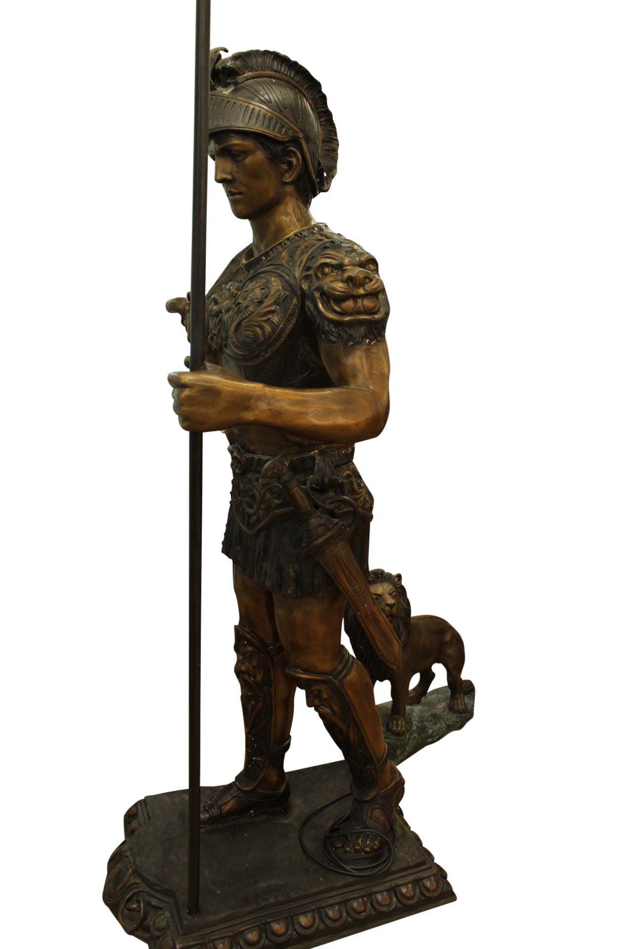 Pair of Roman Warrior lamps Bronze Statues -  Size: 33"L x 24"W x 96"H. 