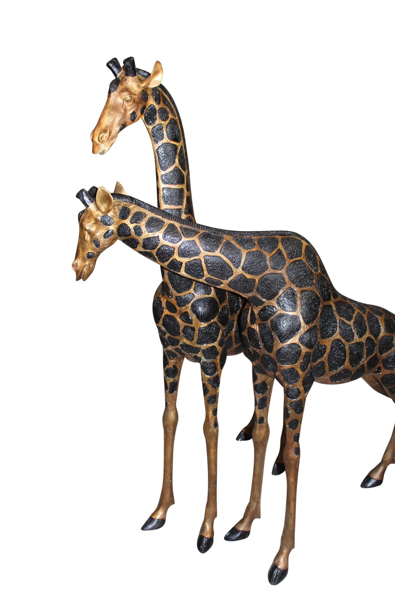 Pair of Giraffes Bronze Statues -  Size: 32"L x 12"W x 55"H. 