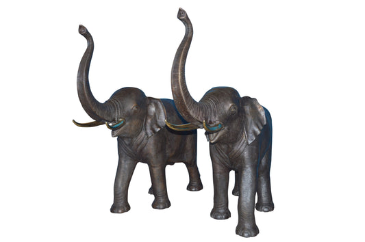 Pair of large Elephants bronze statue - fountain -  Size: 55"L x 17"W x 53"H.