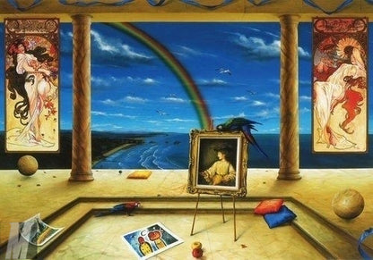 Orlando Quevedo Rainbow Sky Medium on Canvas Unstretched, 30"x21"