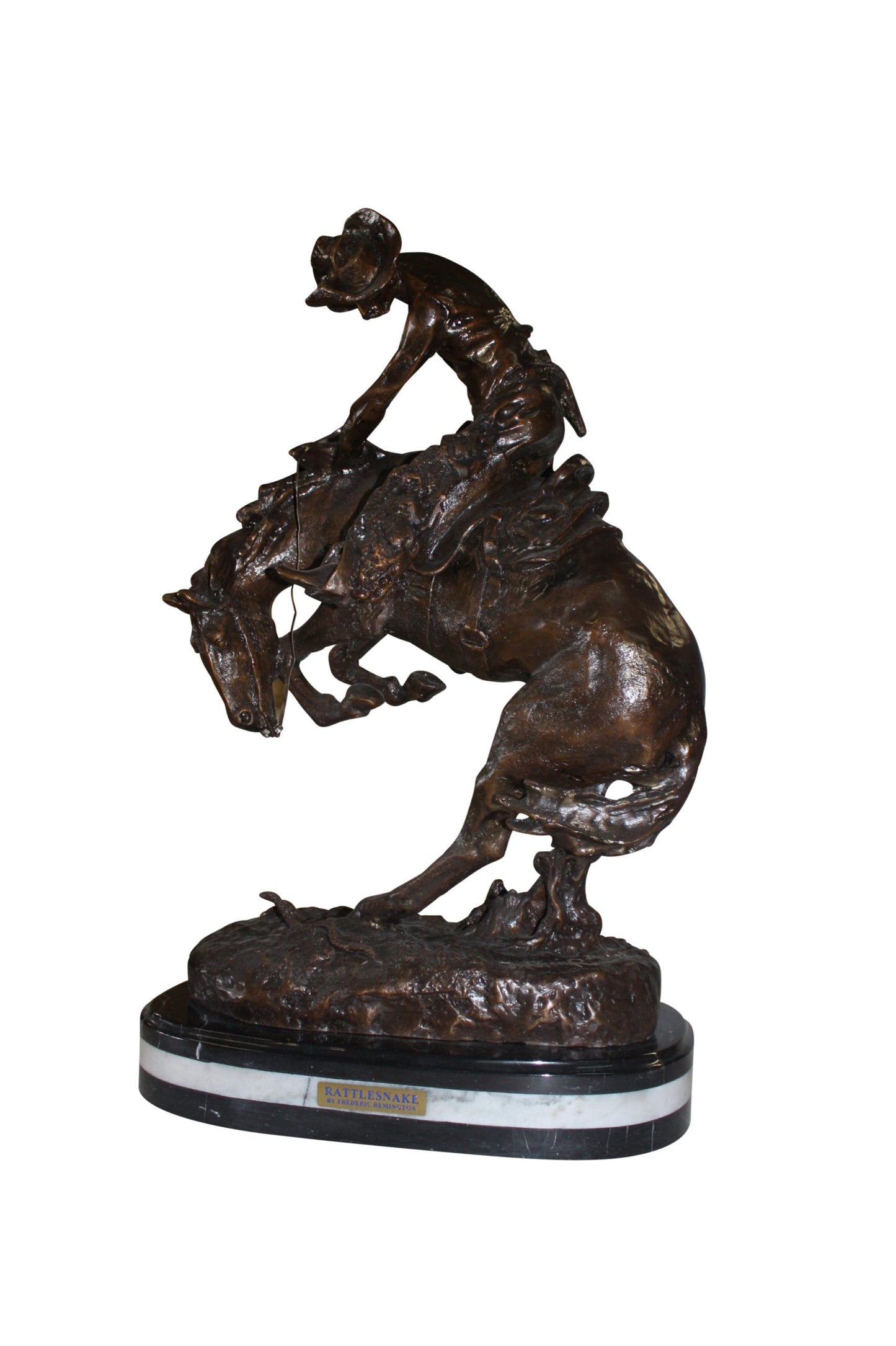 Rattlesnake by Remington Bronze Statue -  Size: 17"L x 10"W x 25"H. 