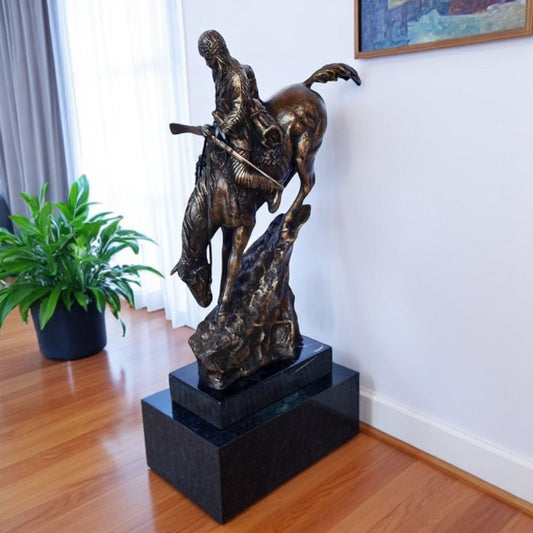 Remington replica Mountain Man bronze statue -  Size: 10"L x 4"W x 15"H.