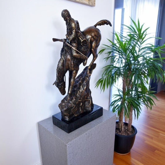Remington replica Mountain Man bronze statue -  Size: 10"L x 4"W x 15"H.