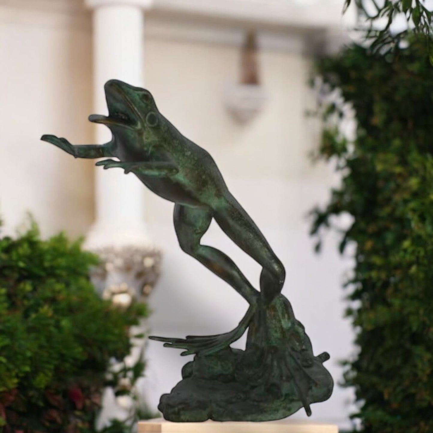 Frog Jumping  Bronze Statue Fountain -  Size: 11"L x 13"W x 16"H.