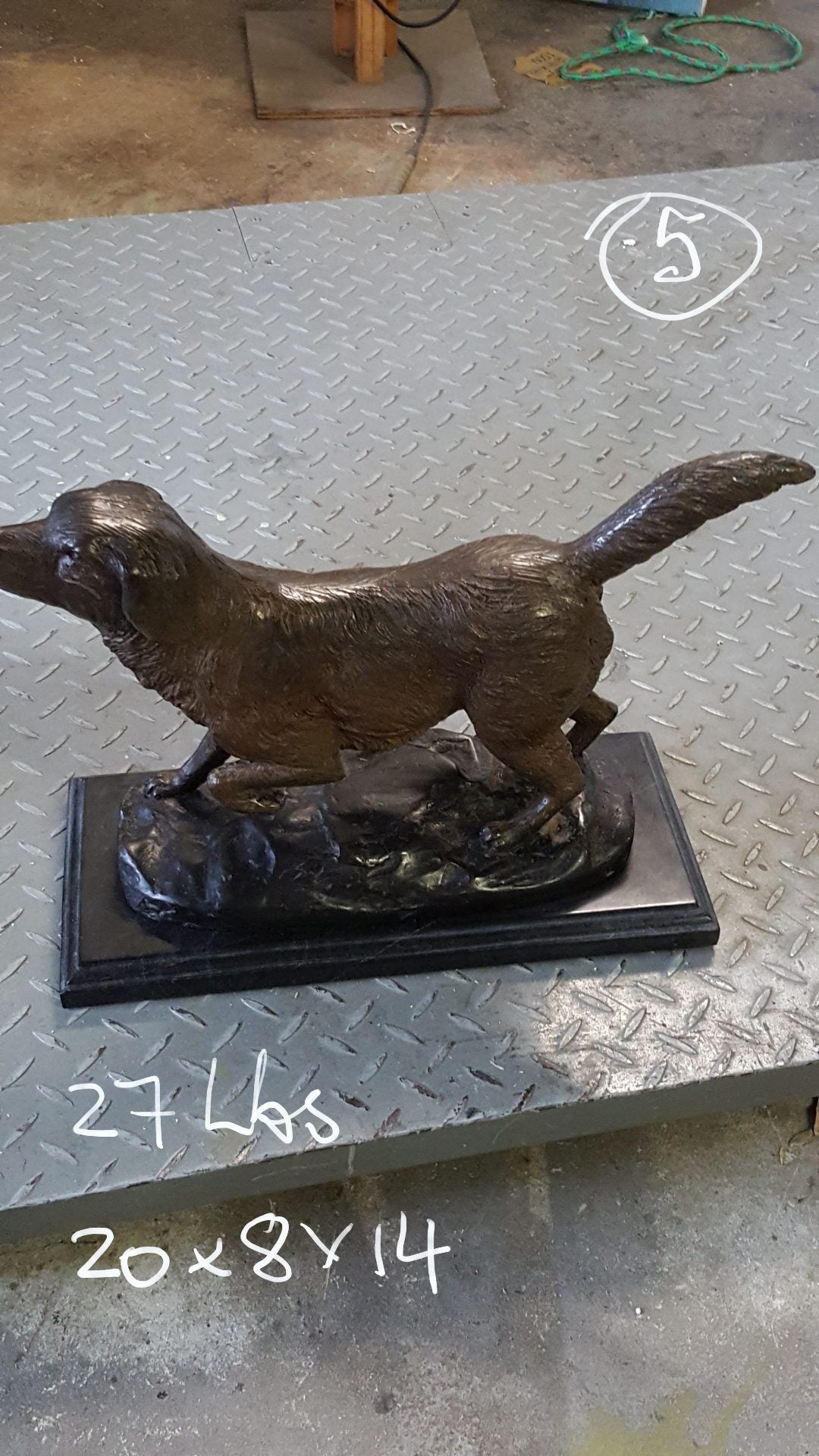Labrador Dog Bronze Statue -  Size: 20"L x 8"W x 14"H. 