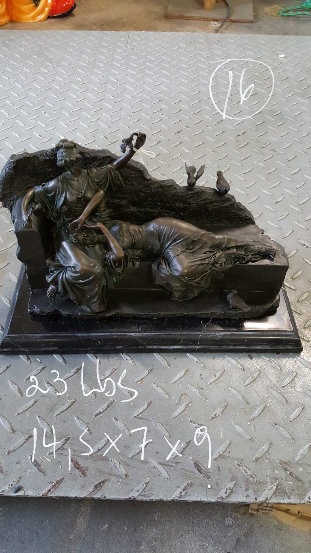 Two ladies Bronze Statue -  Size: 14.5"L x 7"W x 9"H. 