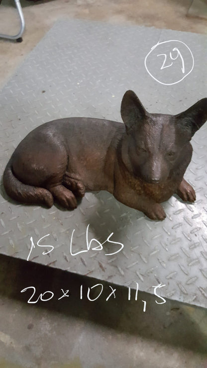Corgi dog Bronze Statue -  Size: 20"L x 10"W x 11.5"H. 