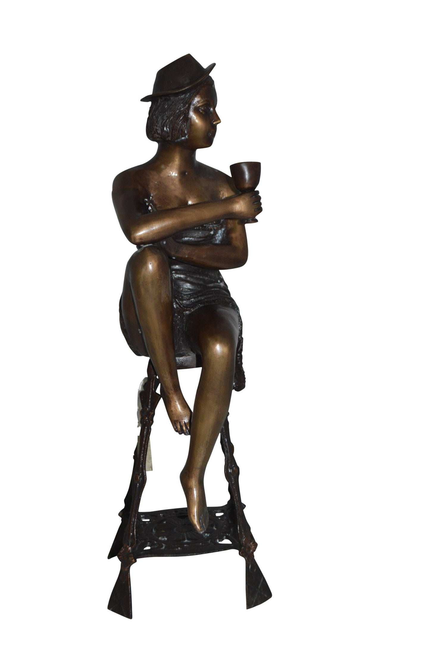 Lady W Champagne Glass Bronze Statue - Size: 8"L x 6"W x 22"H.