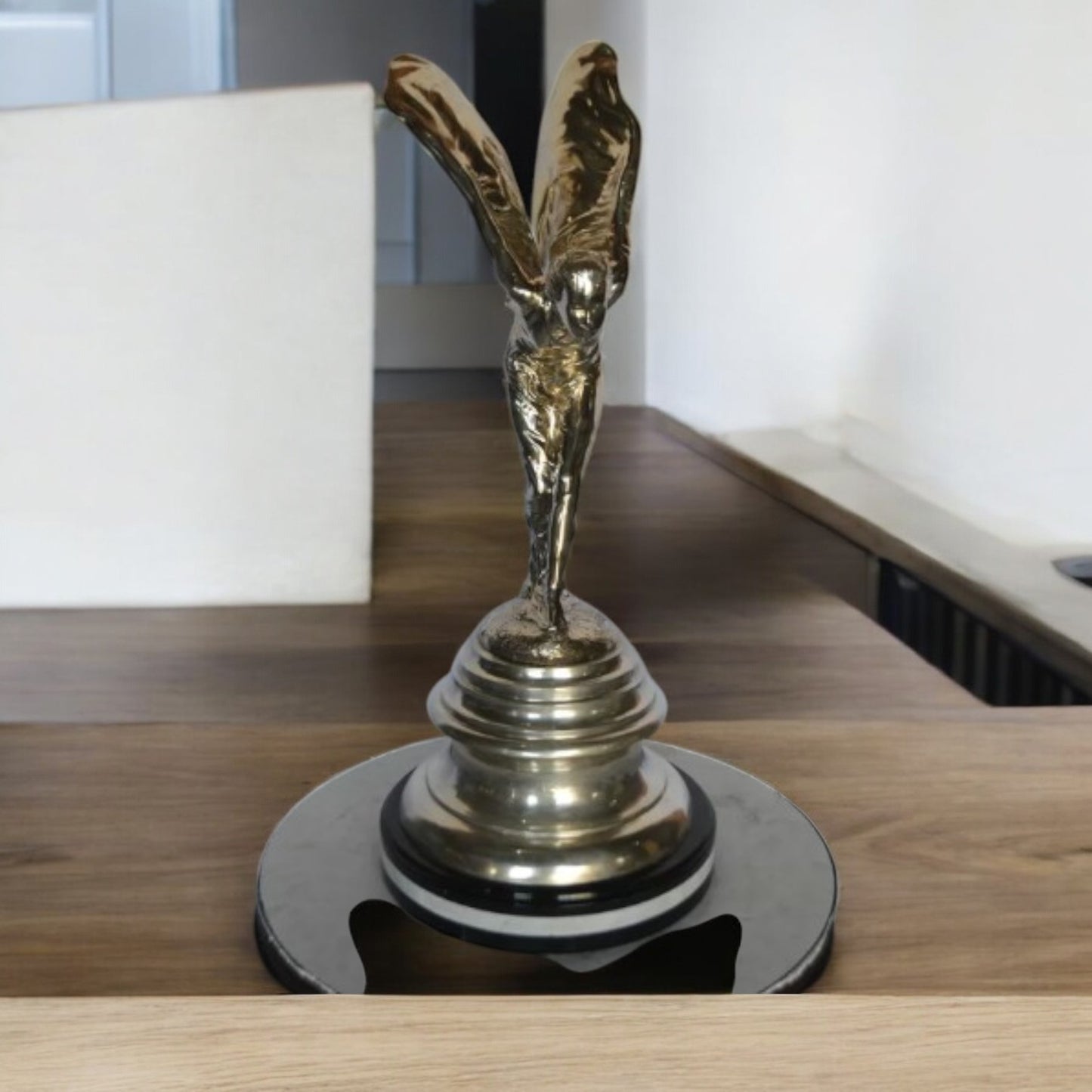 Spirit Of Ecstasy Rolls Royce Silver Bronze Statue -  Size: 14"L x 14"W x 32"H.
