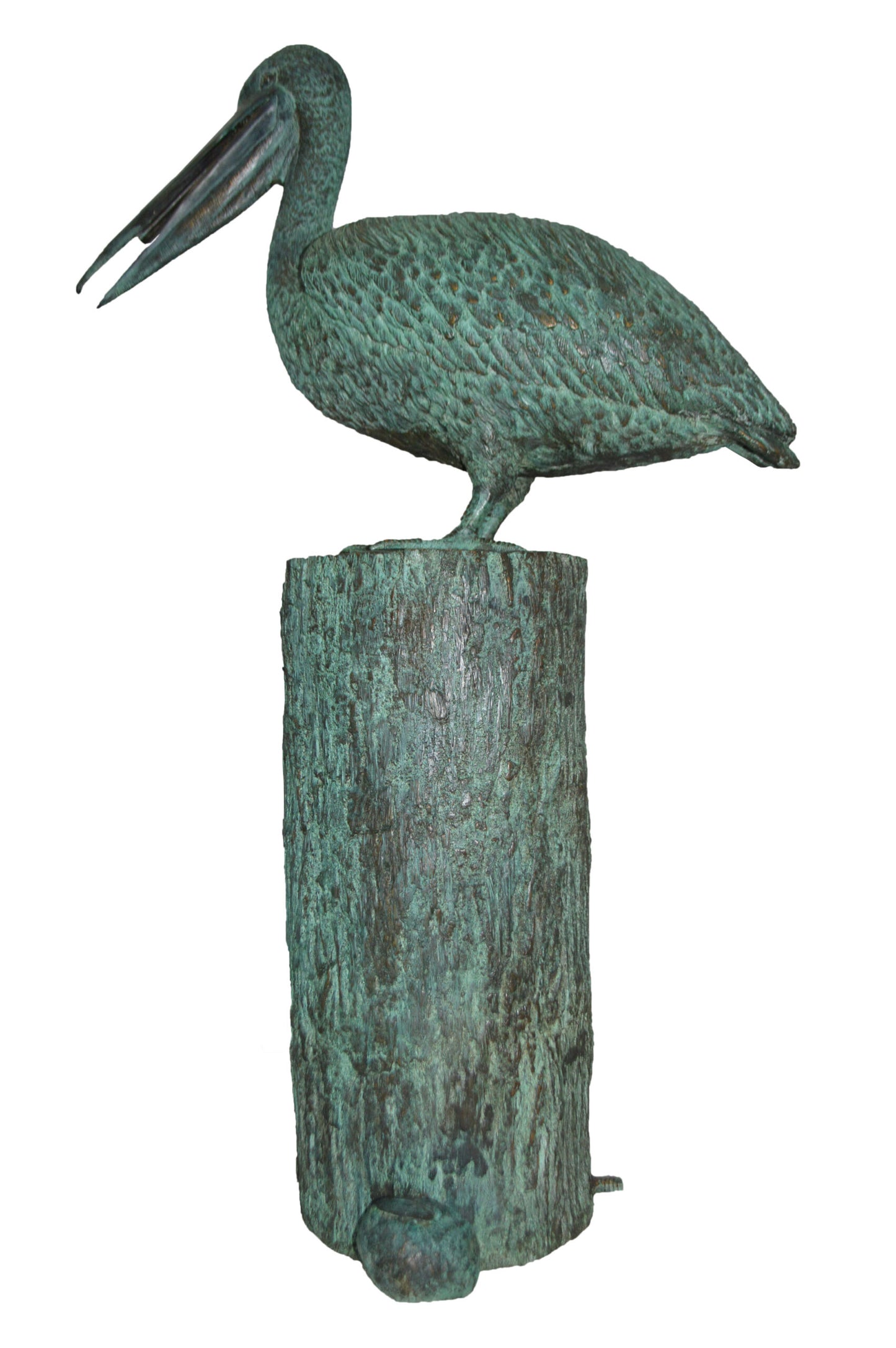 Standing Pelican Bronze Fountain - Size: 20"L x 30"W x 43"H.