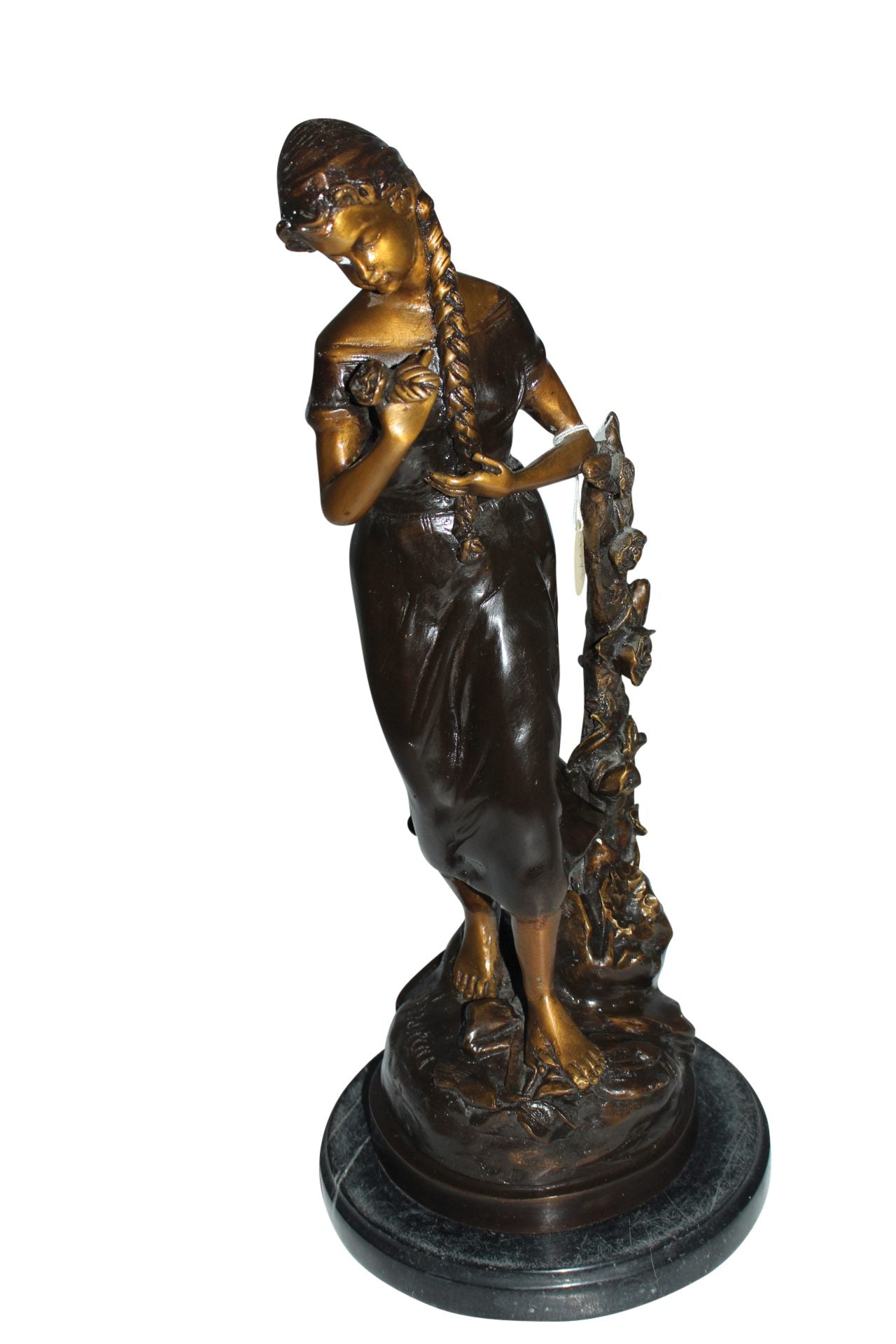 Standing girl Bronze Statue -  Size: 8"L x 8"W x 18.5"H. 