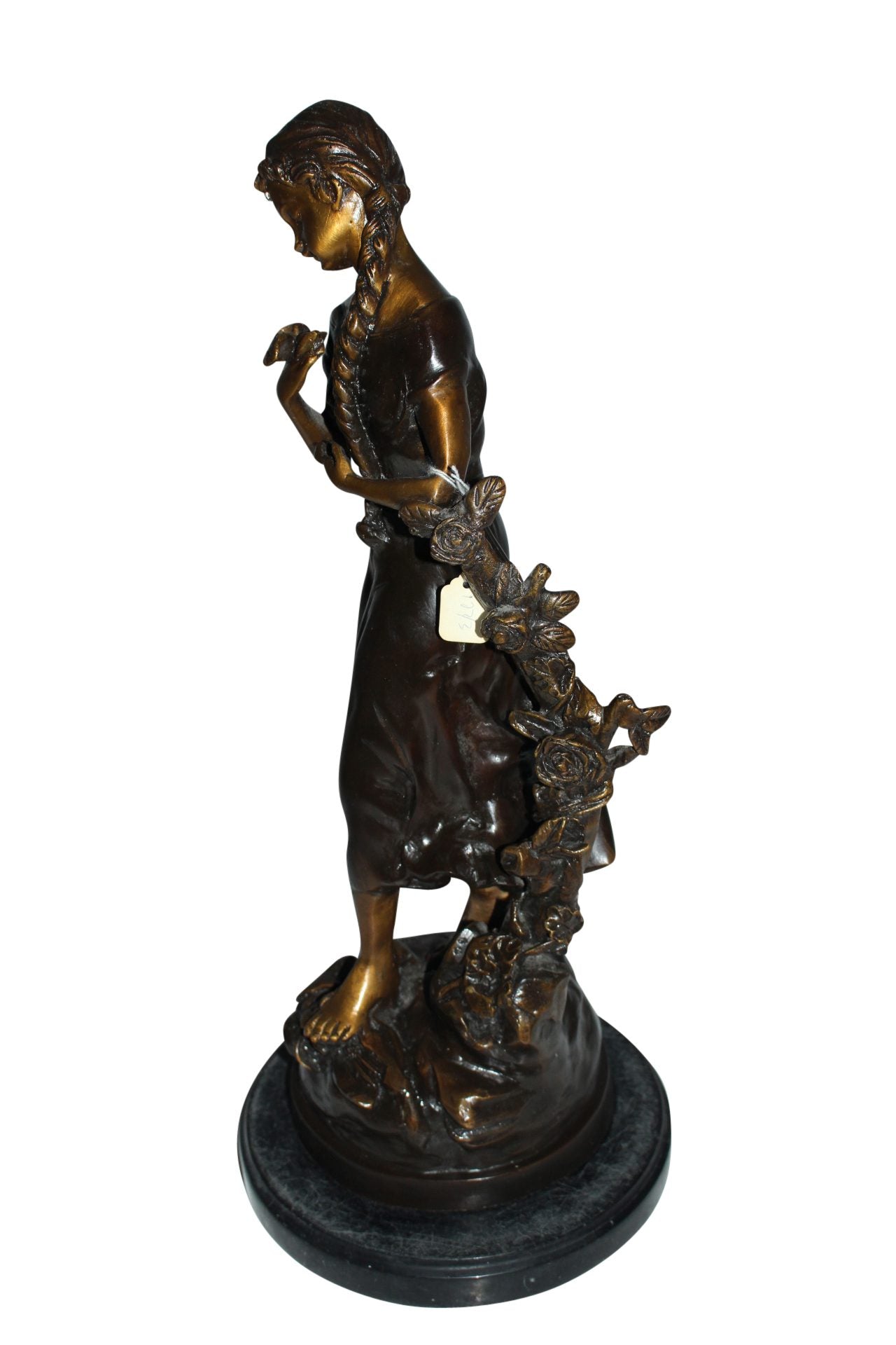 Standing girl Bronze Statue -  Size: 8"L x 8"W x 18.5"H. 