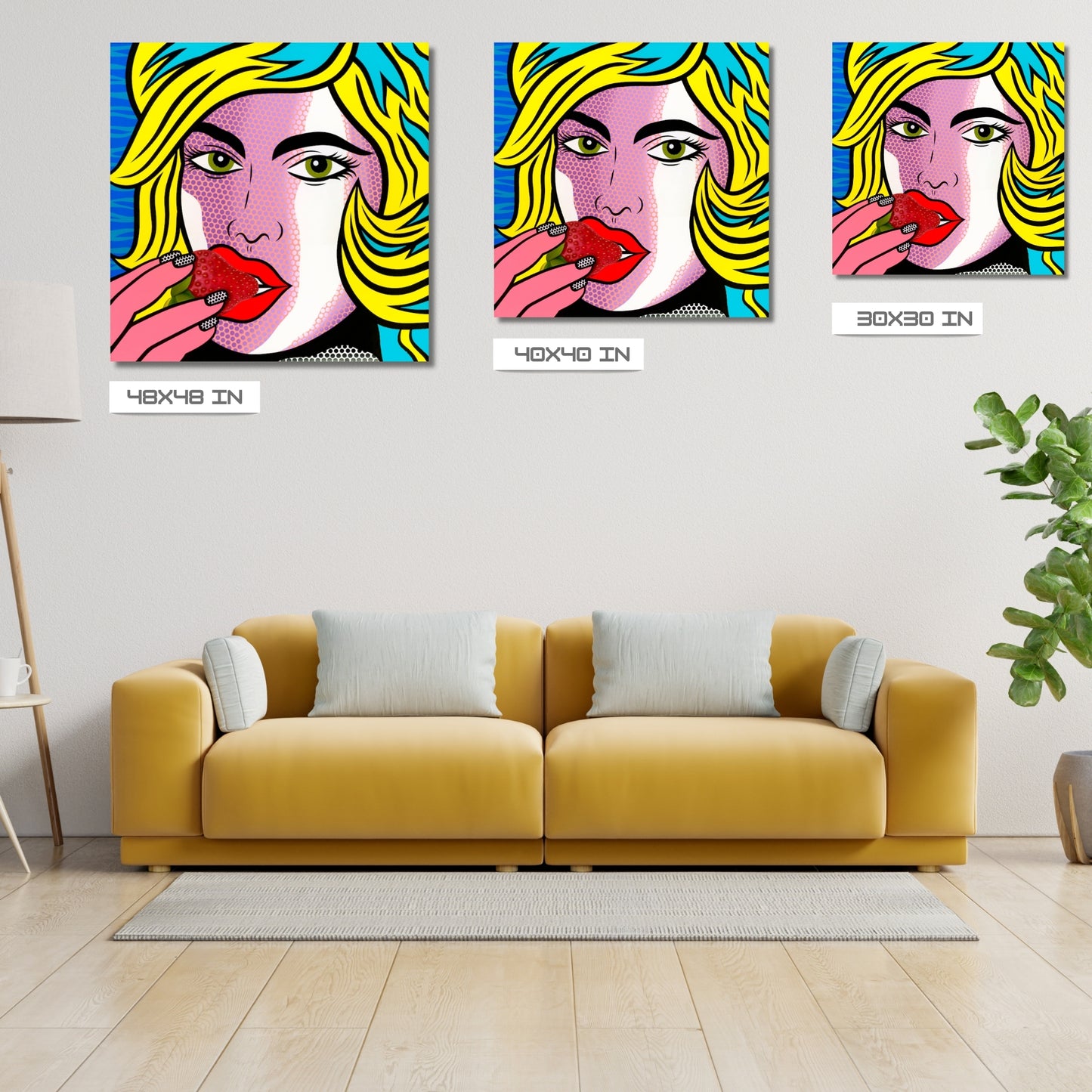 Strawberry, Acrylic Painting, Stretched Canvas, Wall Art by Jozza 40" x 40" x 1"