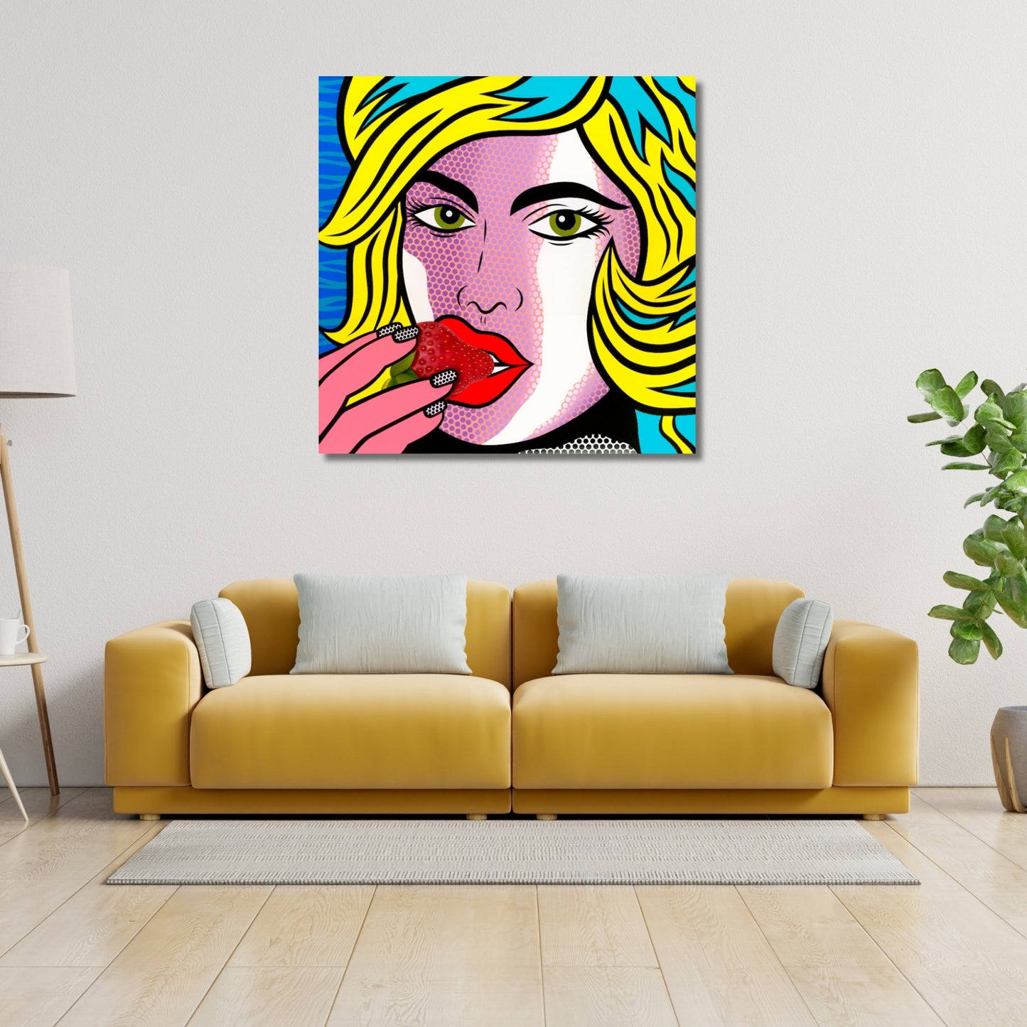 Strawberry, Acrylic Painting, Stretched Canvas, Wall Art by Jozza 48" x 48" x 1"