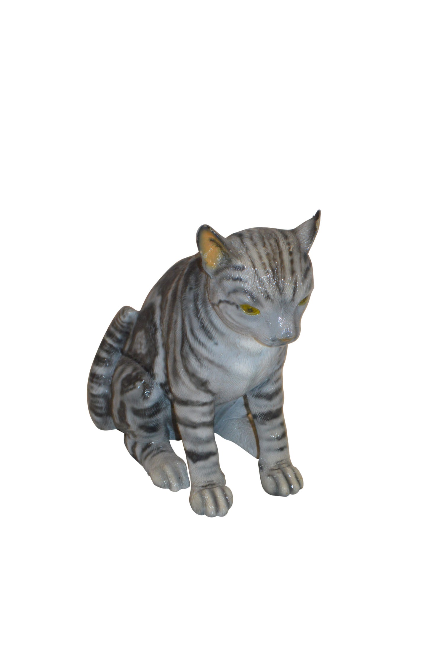 Sitting Cat Bronze Statue – Hand-Finished Polychrome Enamel Sculpture, 11"L x 6"W x 11"H, 8 lbs
