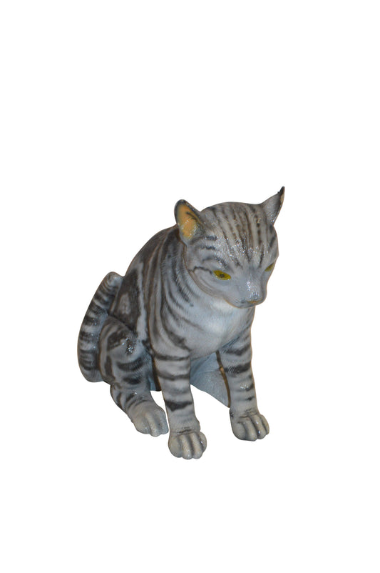 Sitting Cat Bronze Statue – Hand-Finished Polychrome Enamel Sculpture, 11"L x 6"W x 11"H, 8 lbs