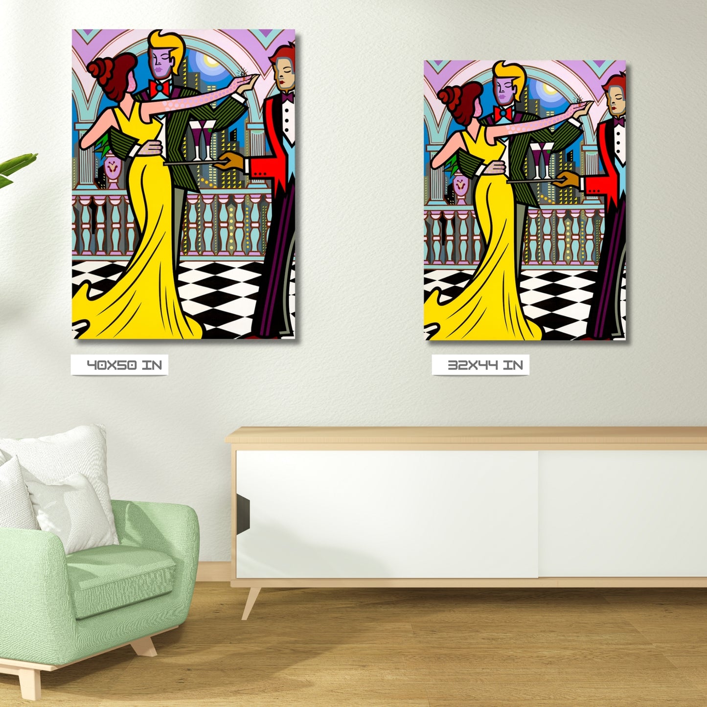 Terrace Dancing, Acrylic Painting, Stretched Canvas, Art by Jozza 40" x 50" x 1"