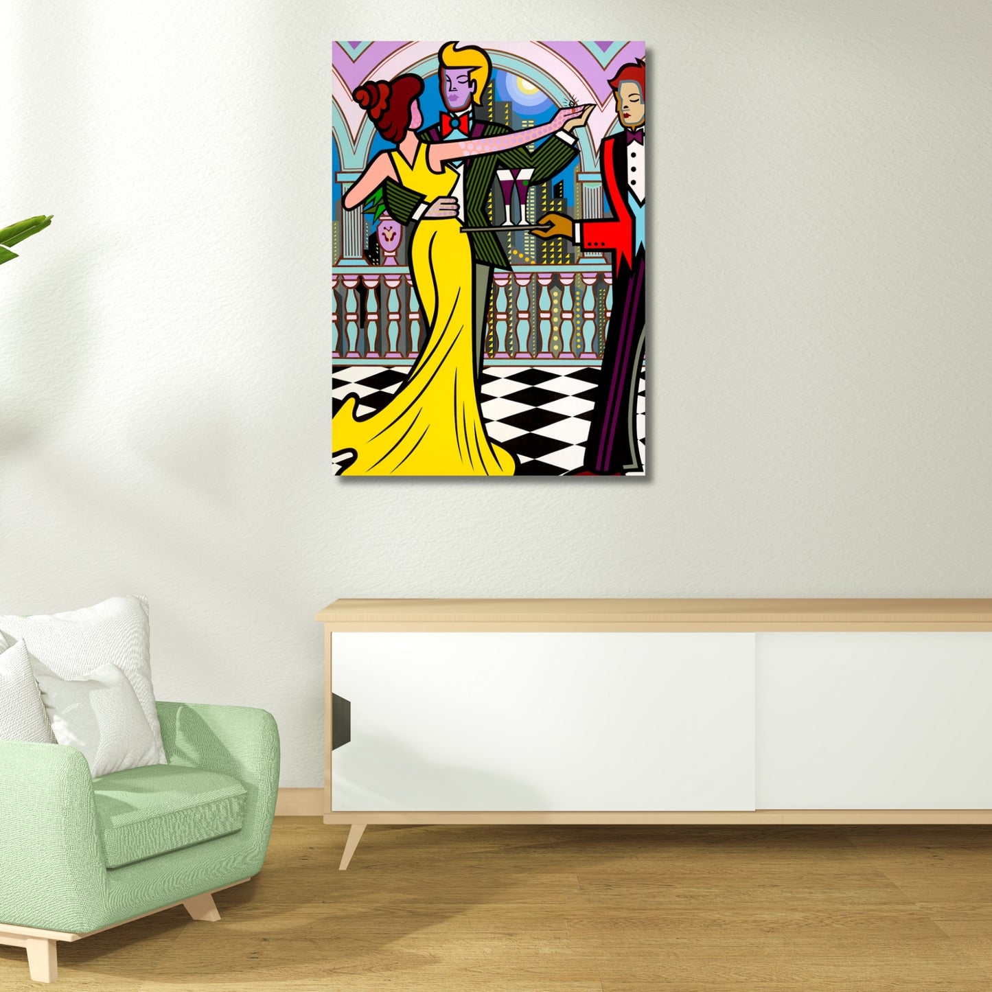 Terrace Dancing, Acrylic Painting, Stretched Canvas, Art by Jozza 40" x 50" x 1"