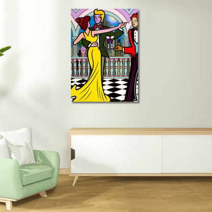 Terrace Dancing, Acrylic Painting, Stretched Canvas, Art by Jozza 40" x 50" x 1"
