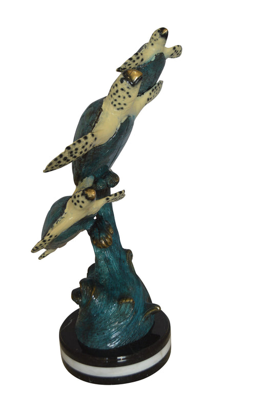 Three Turtles Overreach Each Other Bronze Statue -  Size: 15"L x 9"W x 24"H. 
