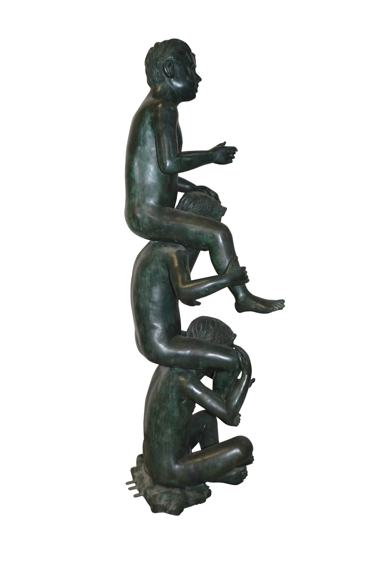 Three kids on Each other fountain Bronze Statue -  Size: 20"L x 27"W x 64"H.