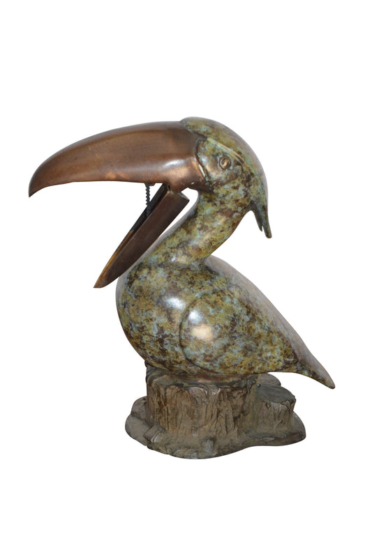 Toucan Bird Bronze Statue Fountain Small -  Size: 10"L x 5"W x 10"H.