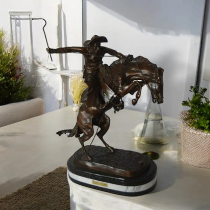 Jumbo Bronco Buster  by Remington Bronze Statue -  Size: 19"L x 11"W x 36"H.