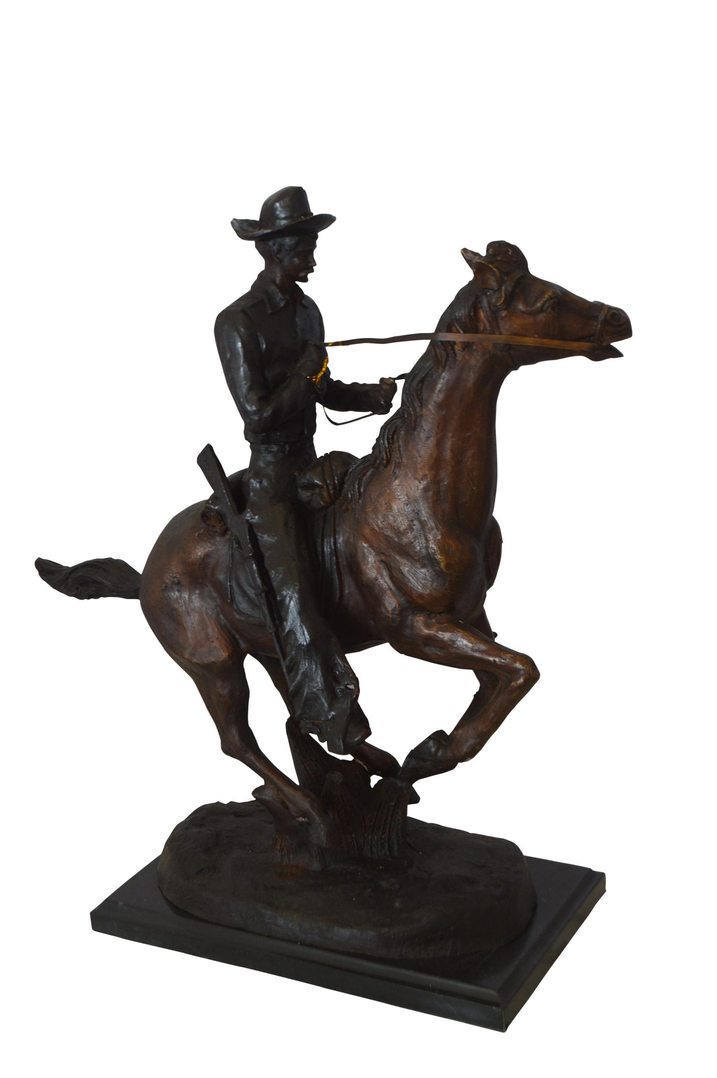 Trooper of the Plains Bronze Statue by Remington -  Size: 9"L x 22"W x 22"H. 